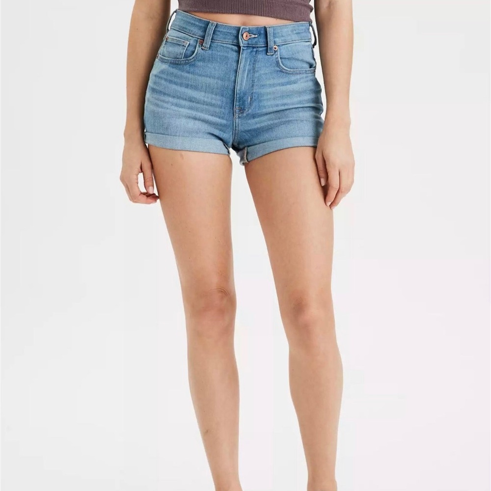 American eagle Hi rise super super stretch denim shorts size 2